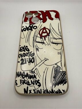 iPhone 13 Phone Case Anime Tokyo Nagawa & Friends White & Black Line Art